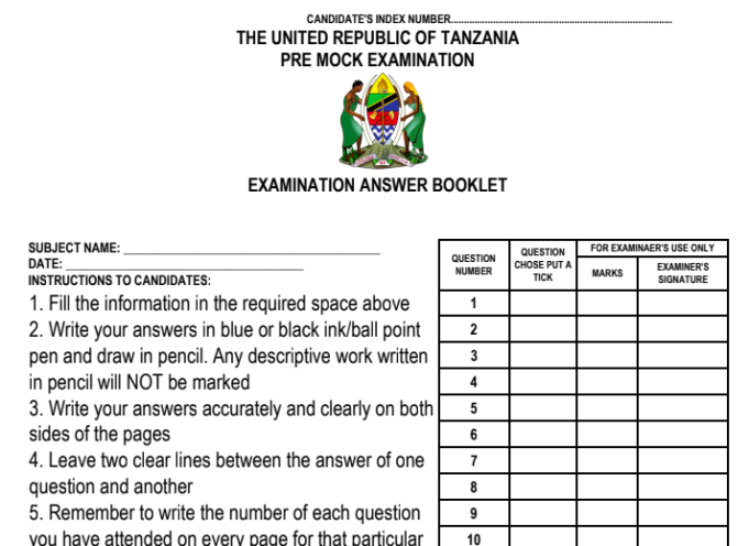 Examination booklets with graph paper at the end | download
